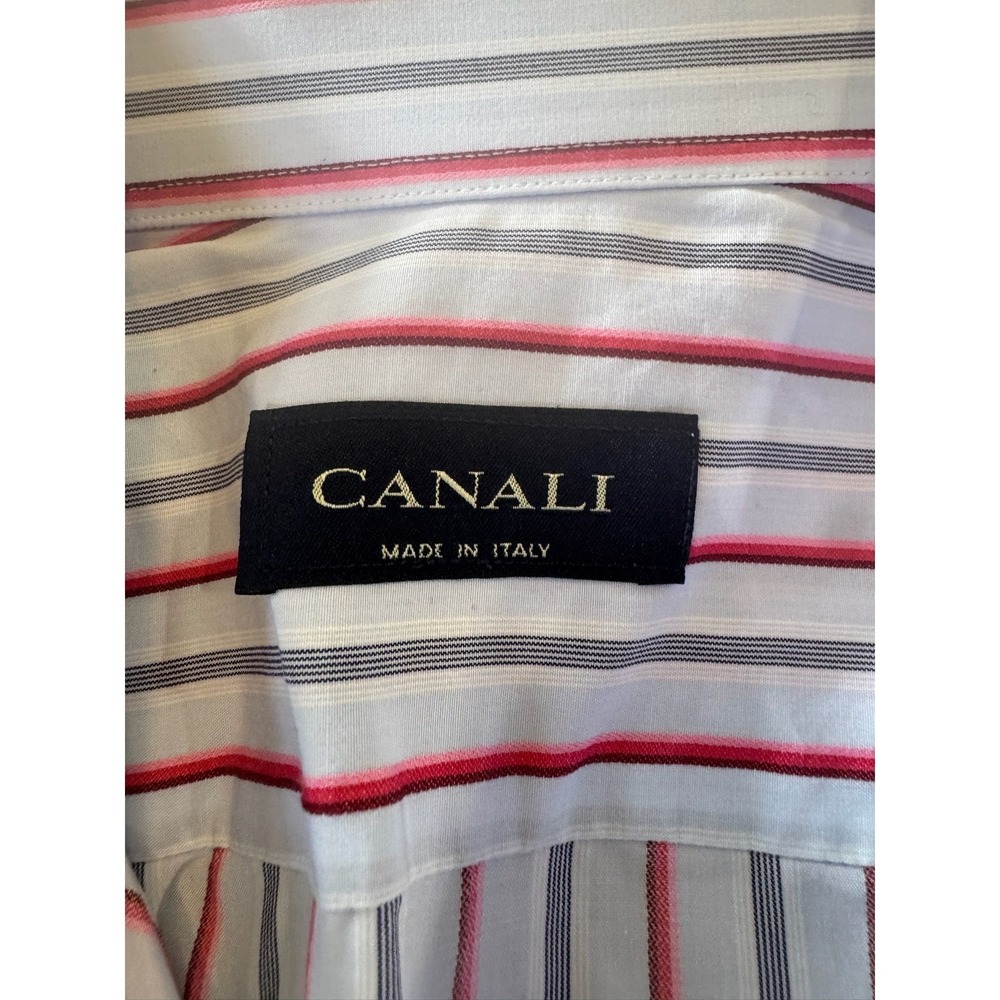 Canali Men's Dress Shirt Striped Long Sleeve Button Up Italy Size 43/17‎ (1065) - Picture 5 of 8